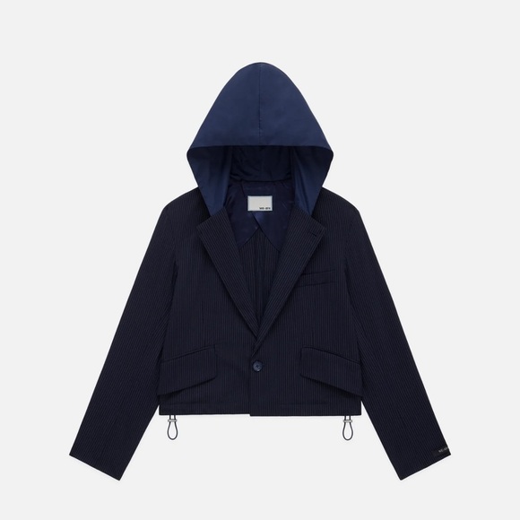 ❄️☀️We-Ar4 Women's Navy Hooded Blazer - Picture 1 of 6